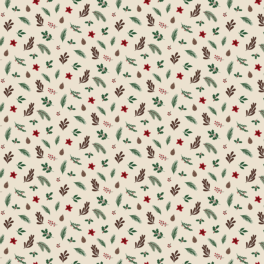 Christmas Time, Foliage C17823 Linen, Sold by the 1/2 Yard, PREORDER - Good Vibes Quilt Shop