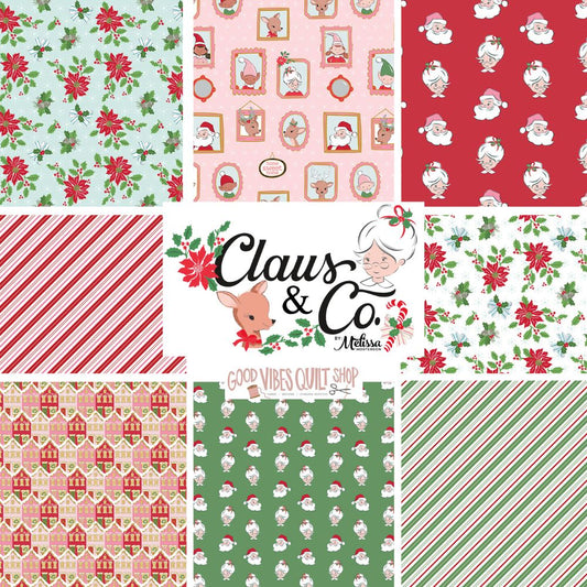 Claus and Co, Christmas Houses with Sparkle, SC17742 Green, Sold by the 1/2 Yard, PREORDER!