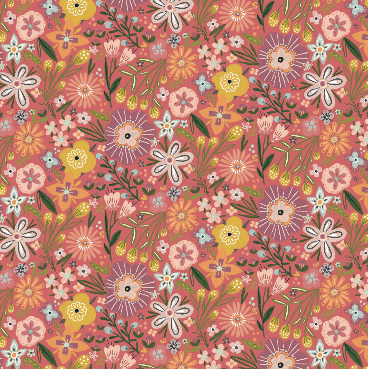 Cottage Charm Bursting Blossom Coral, CH24749, sold by the 1/2 yard - Good Vibes Quilt Shop