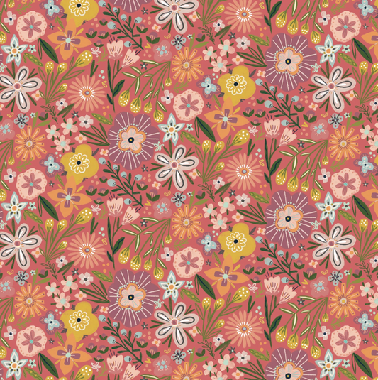 Cottage Charm Bursting Blossom Coral, CH24749, sold by the 1/2 yard - Good Vibes Quilt Shop