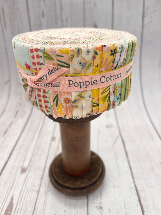 Cottage Charm Fabric by Poppie Cotton, 2.5" Strips Precut, 21 prints with 42 pieces