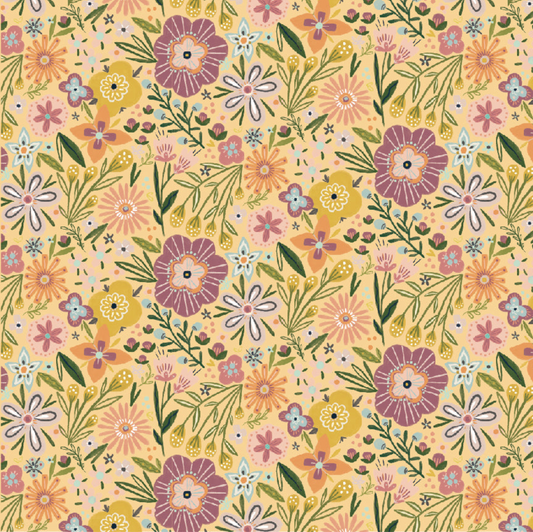 Cottage Charm, Bursting Blossom Yellow, CH24751, sold by the 1/2 yard, *PREORDER