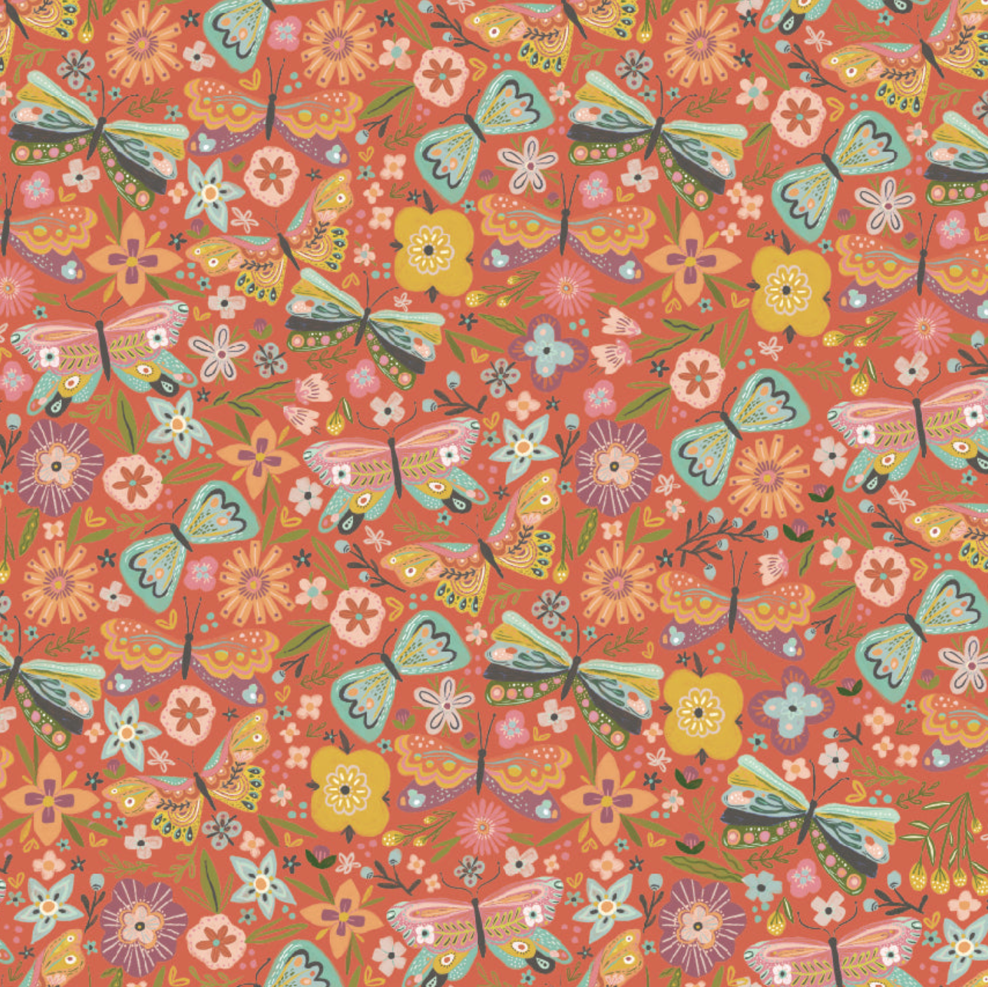 Cottage Charm, Butterfly Blossom Coral CH24744, sold by the 1/2 yard, *PREORDER