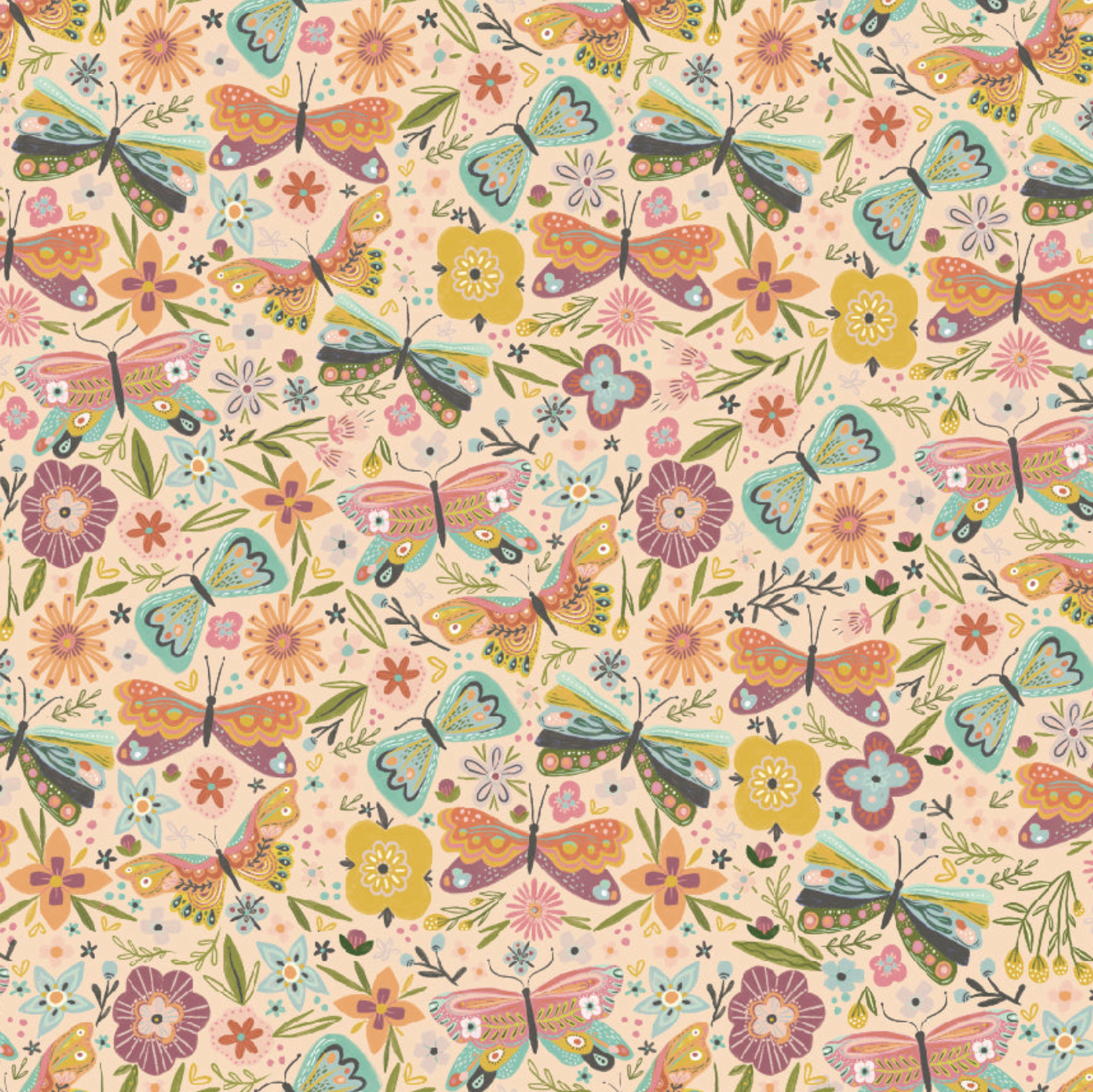 Cottage Charm, Butterfly Blossom Peach CH24745, sold by the 1/2 yard, *PREORDER