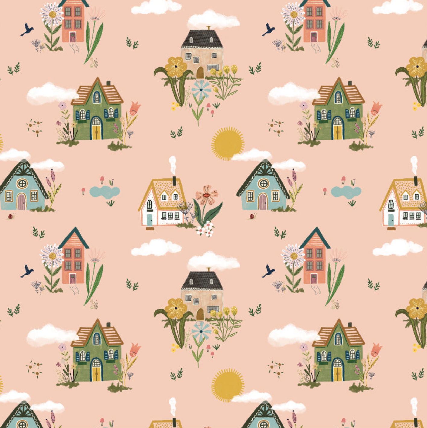 Cottage Charm, Cottage Garden, Peach, CH24741, sold by the 1/2 yard, *PREORDER