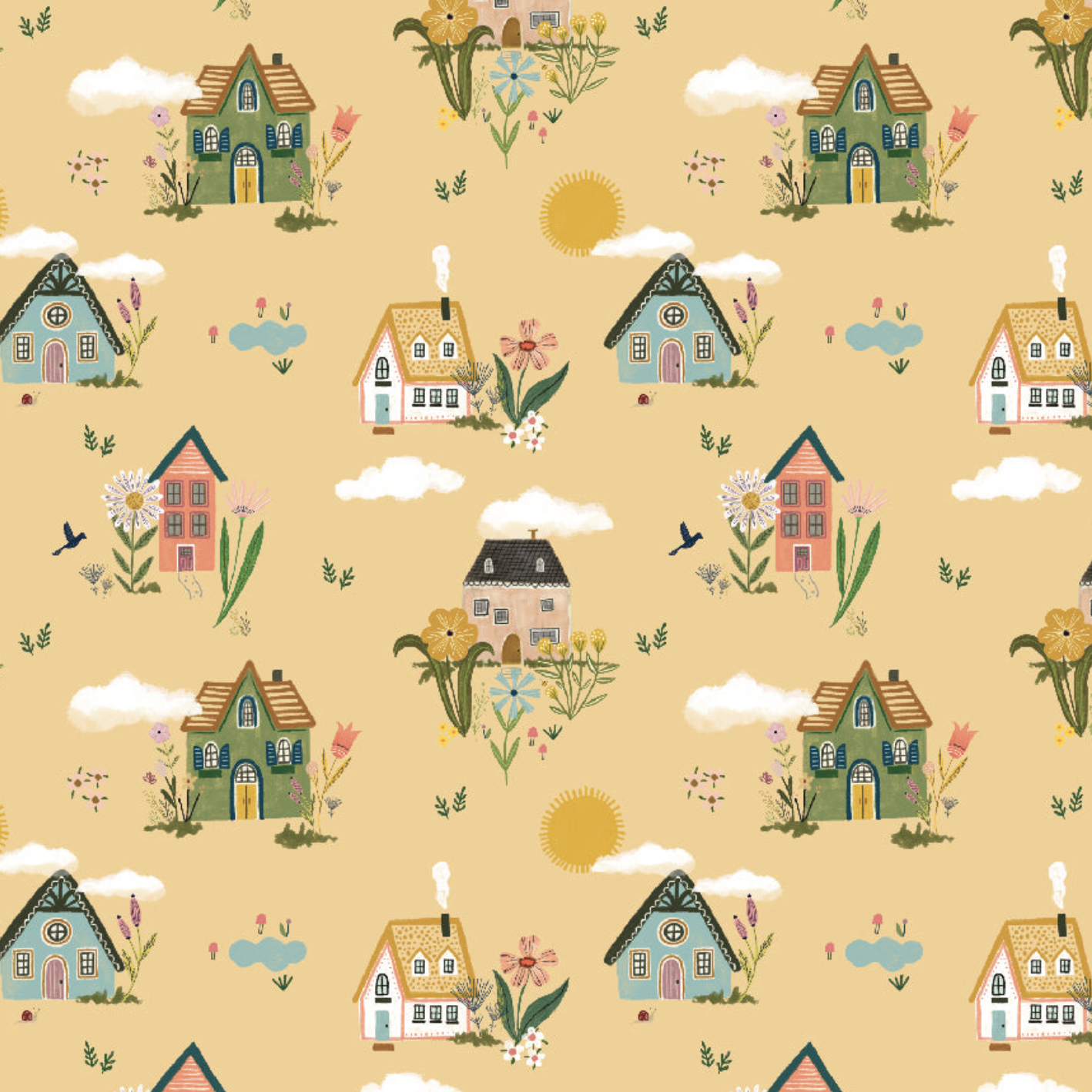 Cottage Charm, Cottage Garden, Yellow, CH24742, sold by the 1/2 yard, *PREORDER