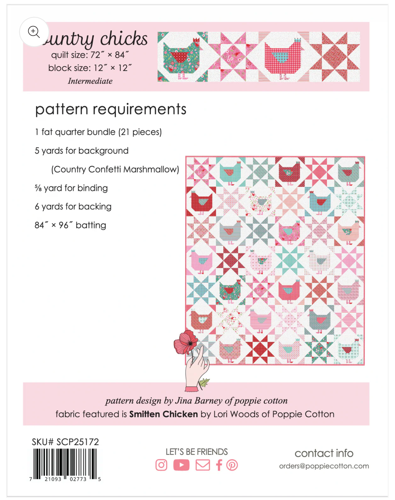 Country Chicks Pattern, for Smitten Chicken SCP251721, PREORDER