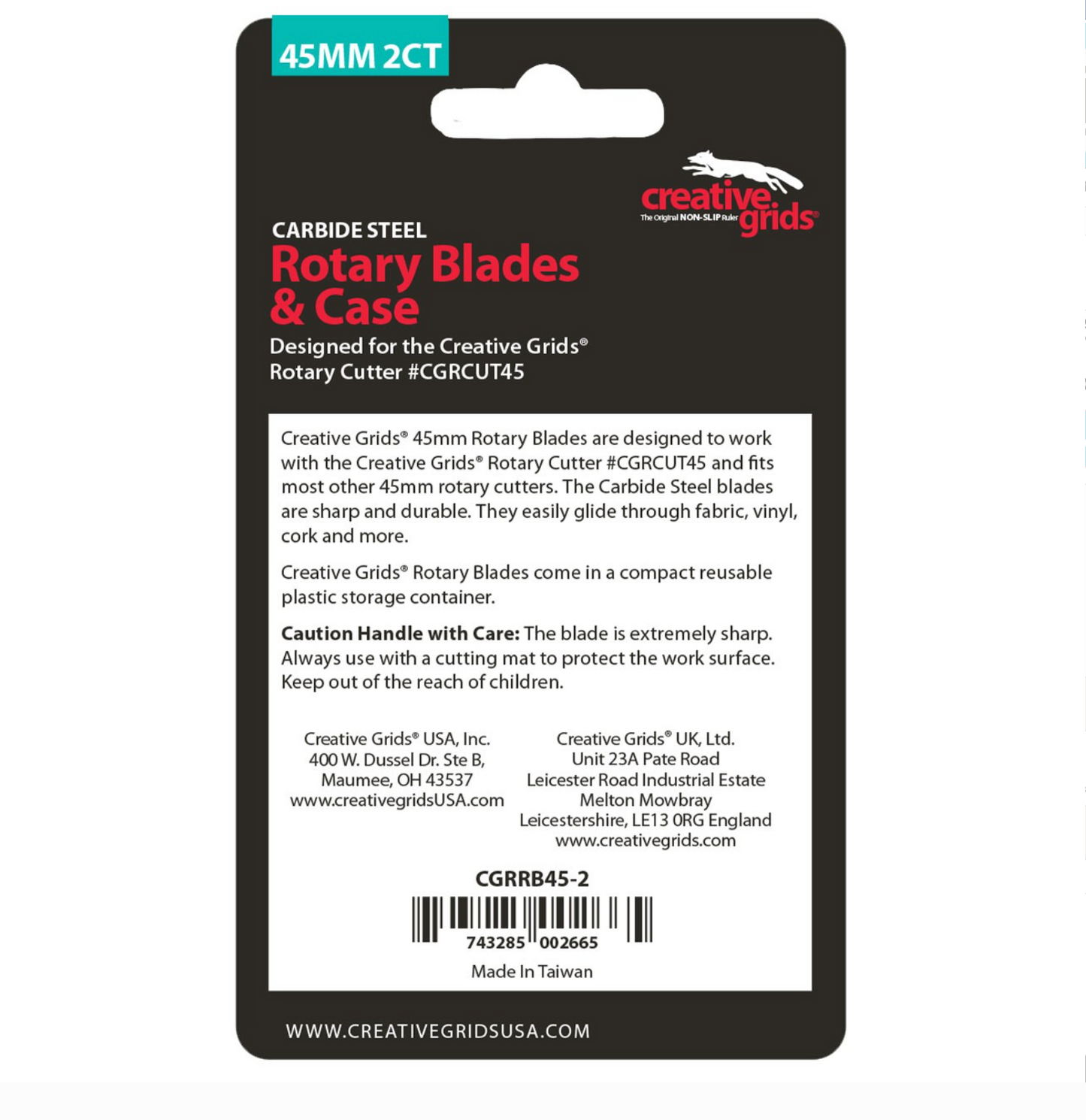 Creative Grids 45mm Replacement Rotary Blade 2pk