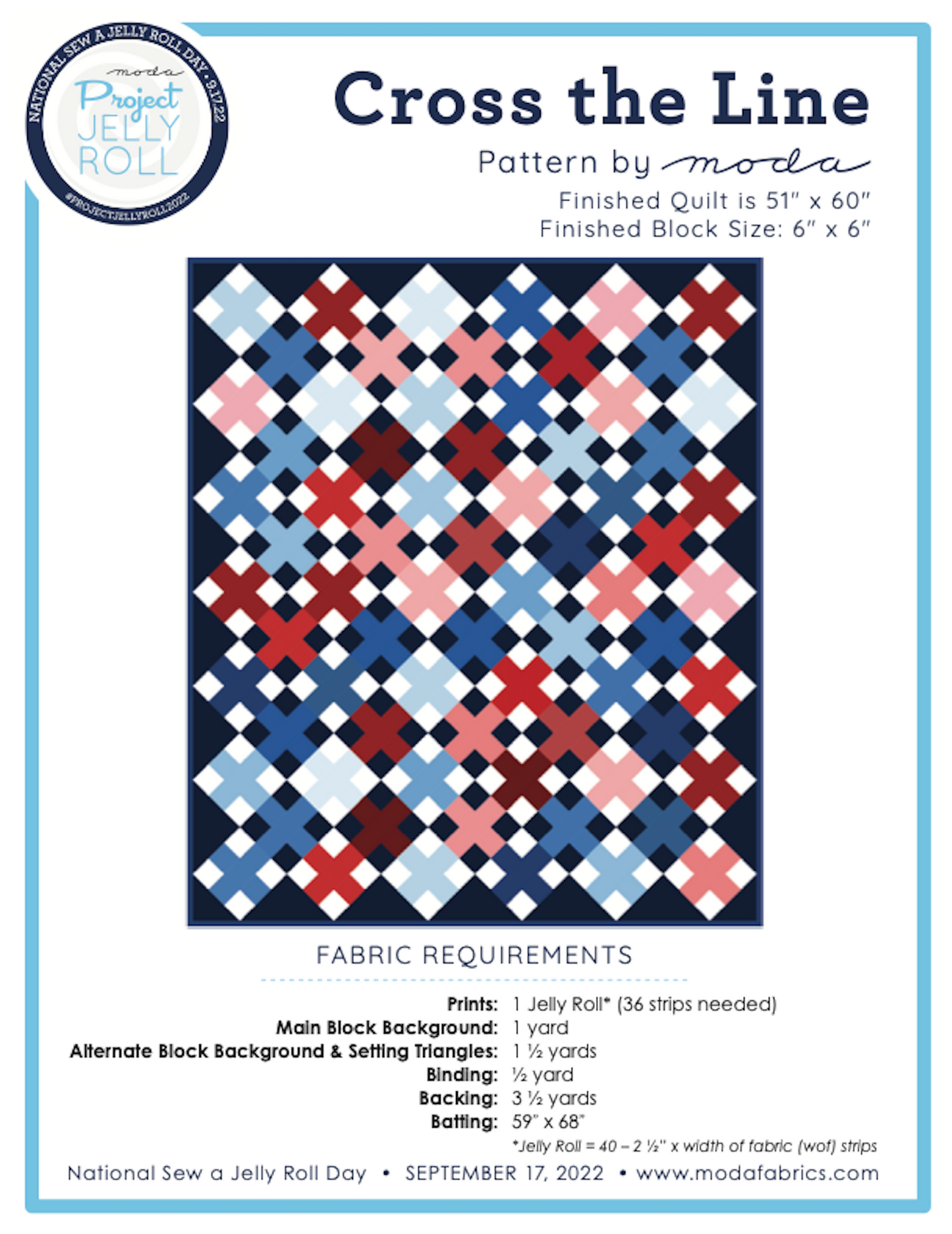 Cross the Line, Project Jellyroll Pattern, FREE!