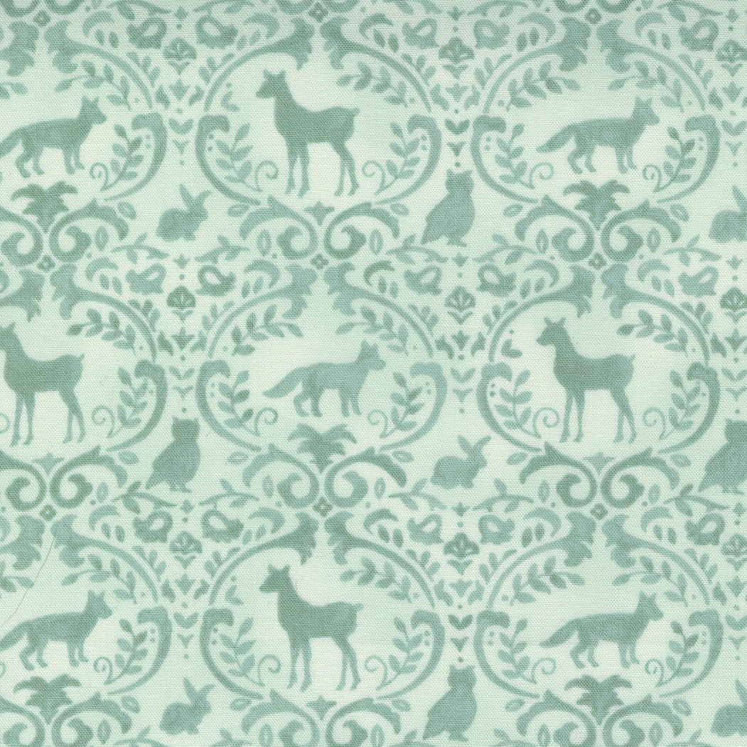 Effies Wood Damask Animals Mint, 56014 15, sold by the 1/2 yard