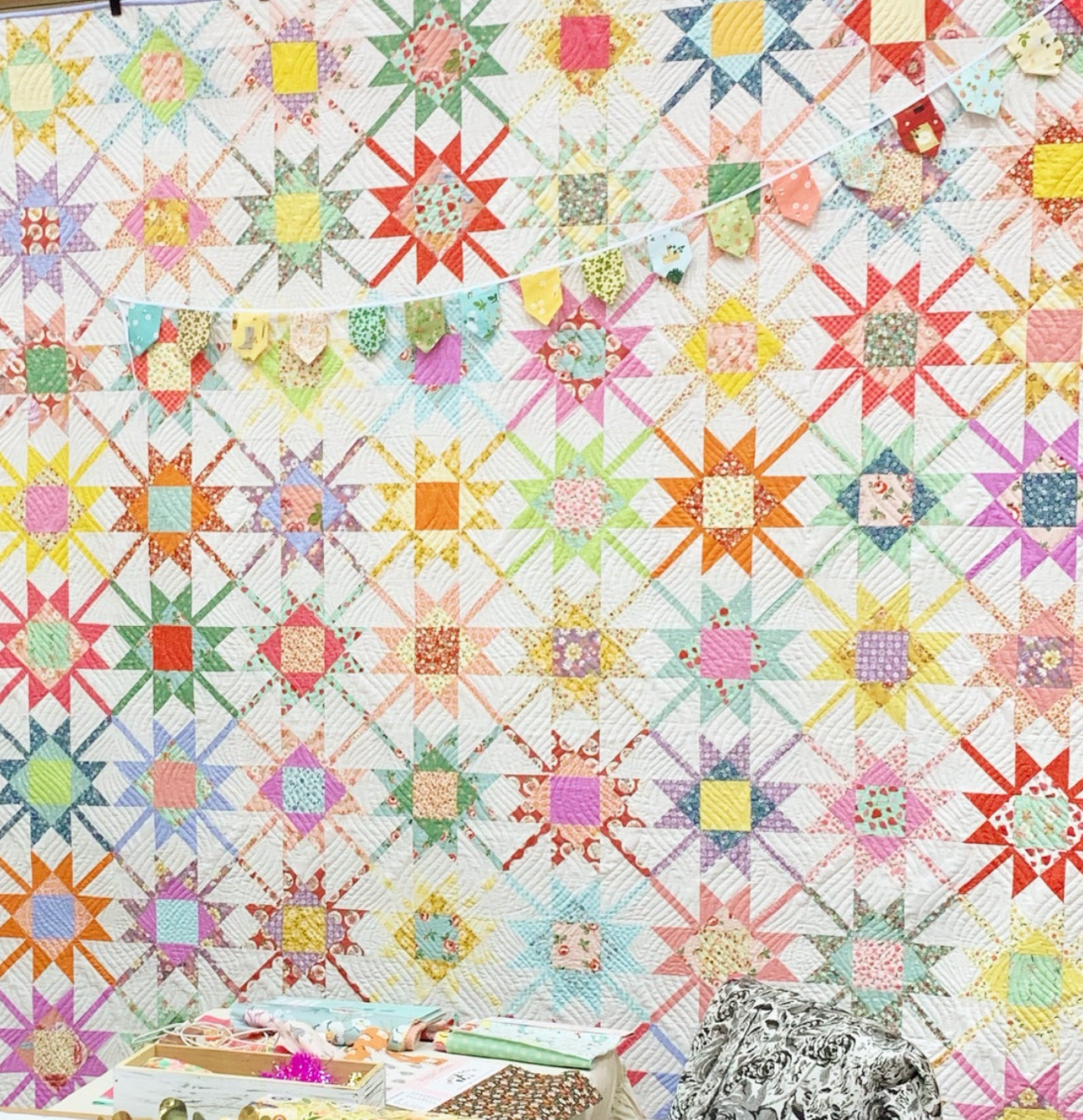 Delightful Dahlia Quilt, from the Forget Me Not Collection, a STASH BUSTER PATTERN! - Good Vibes Quilt Shop