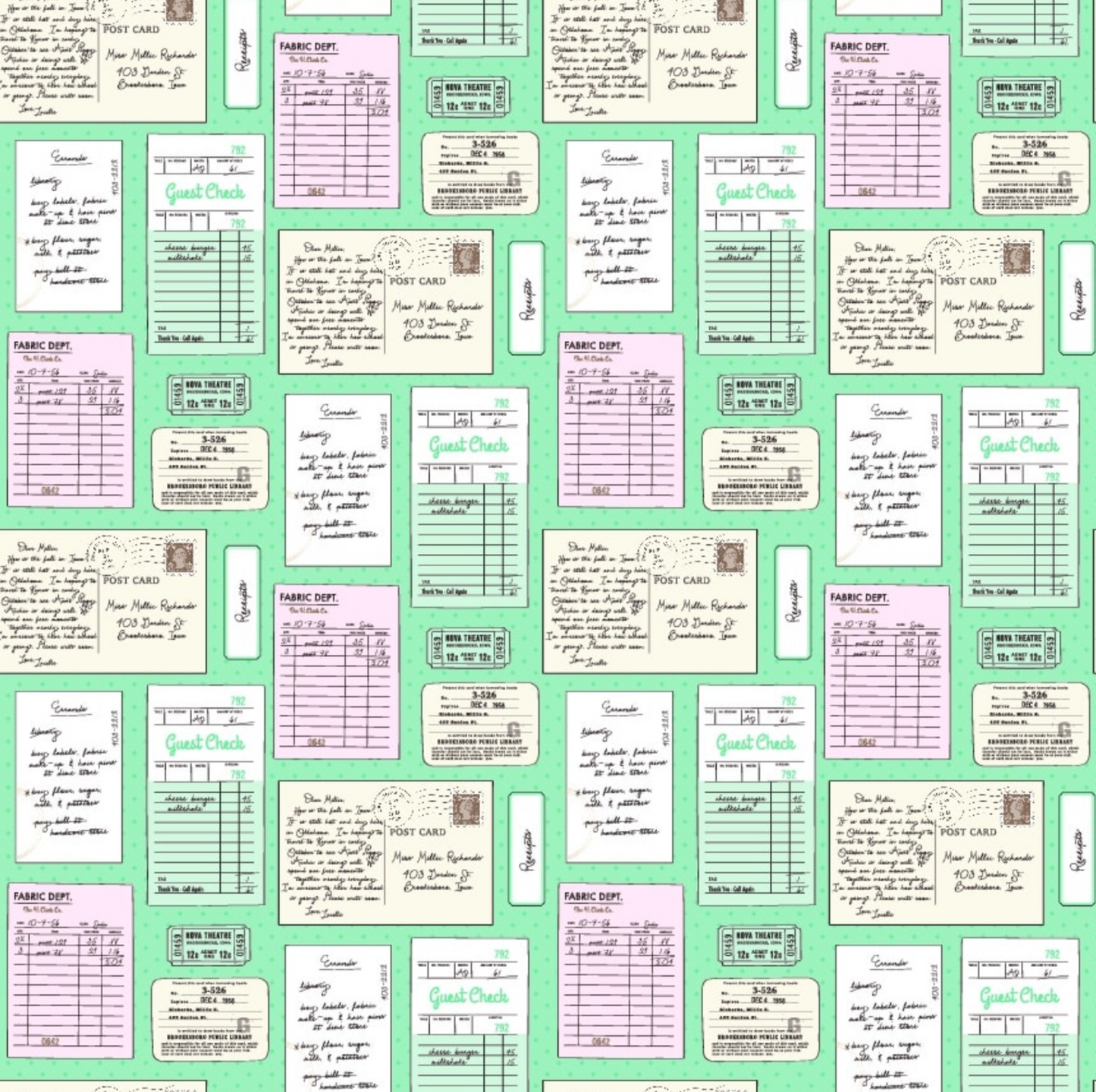 Delightful Department Store, Lunchdate, Teal DS23208, sold by the 1/2 yard