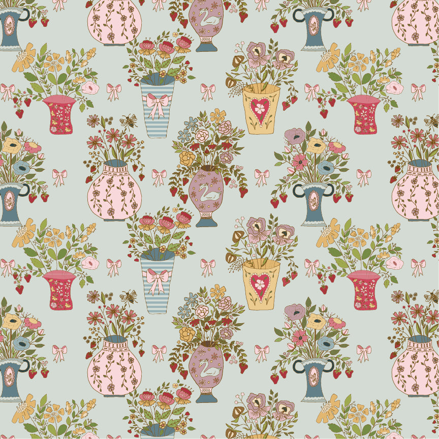 Enchante' Fabric by Jina Barney for Poppie Cotton | Je T'aime Bleu EC271311 | Sold by the 1/2 Yard | PREORDER!