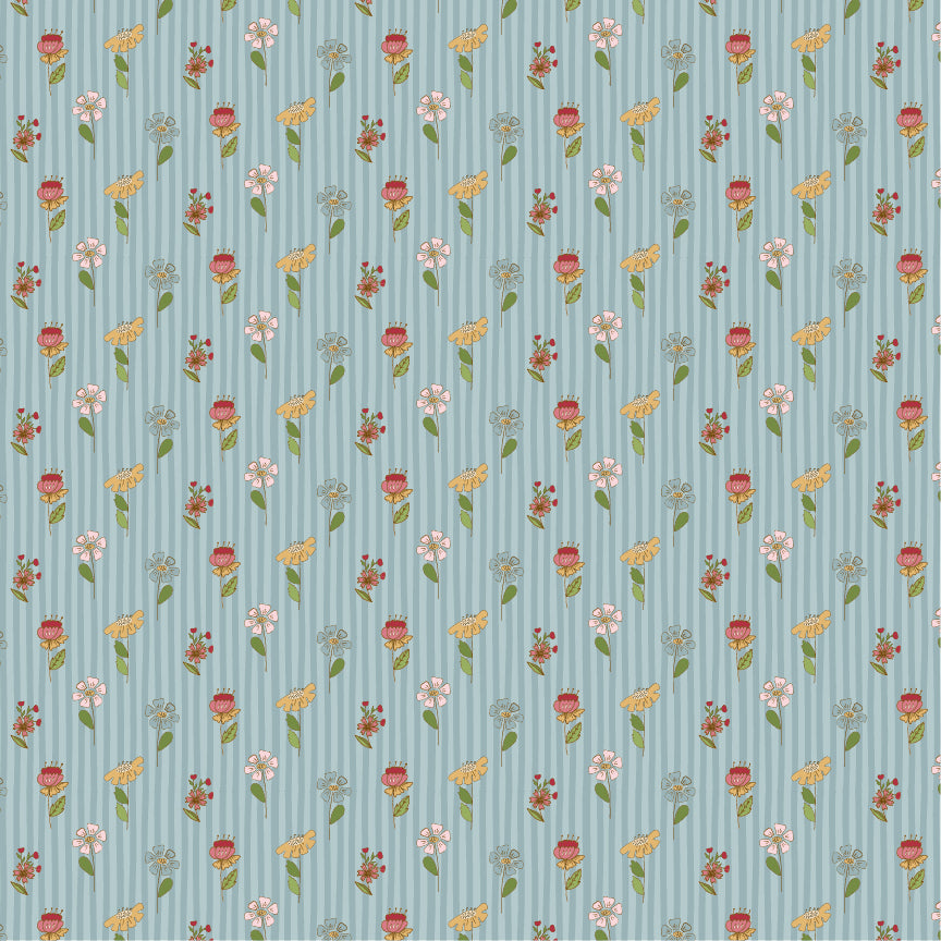 Enchante' Fabric by Jina Barney for Poppie Cotton | Amour Bleu EC271308 | Sold by the 1/2 Yard | PREORDER!