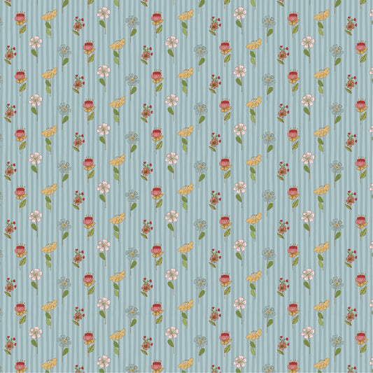 Enchante' Fabric by Jina Barney for Poppie Cotton | Amour Bleu EC271308 | Sold by the 1/2 Yard | PREORDER!