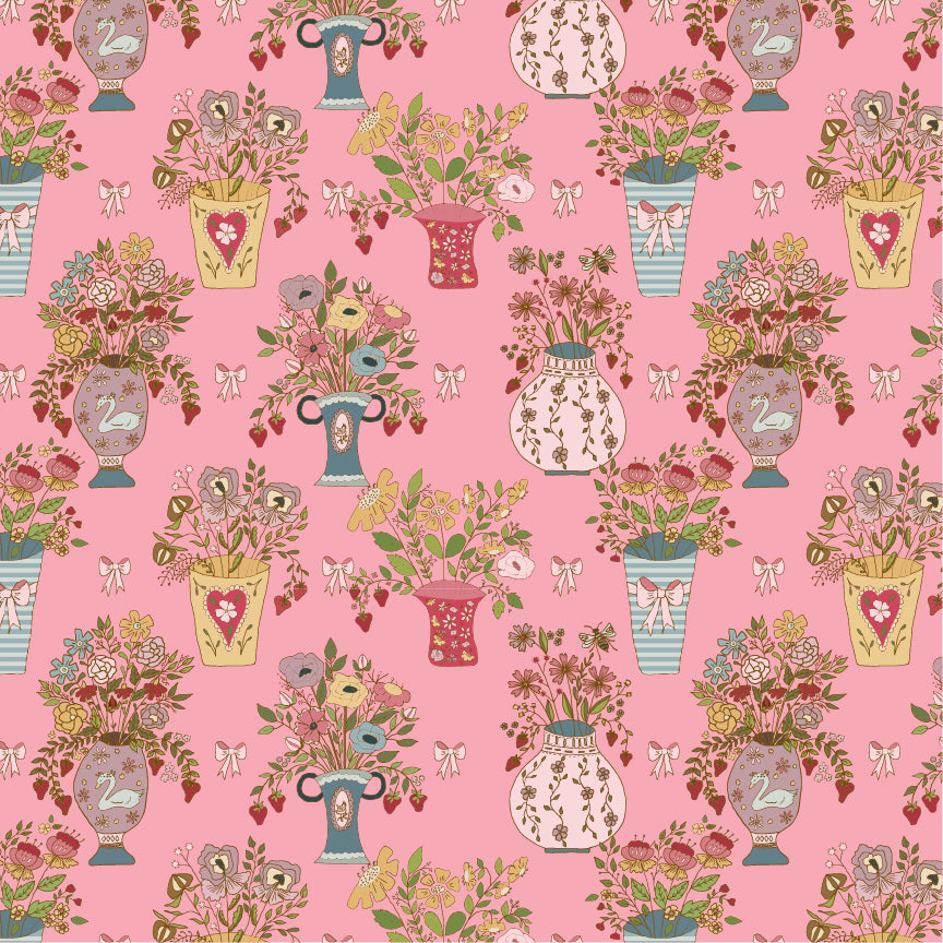 Enchante' Fabric by Jina Barney for Poppie Cotton | Je Taime Rose EC271312 | Sold by the 1/2 Yard | PREORDER!