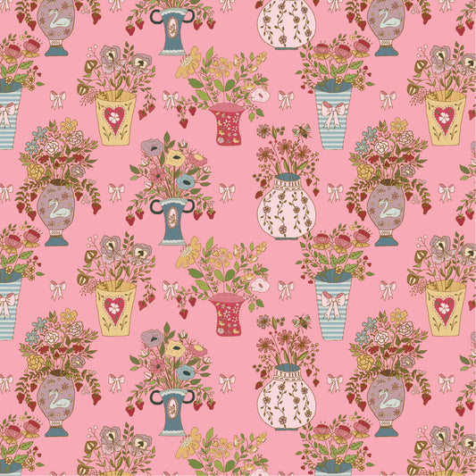 Enchante' Fabric by Jina Barney for Poppie Cotton | Je Taime Rose EC271312 | Sold by the 1/2 Yard | PREORDER!