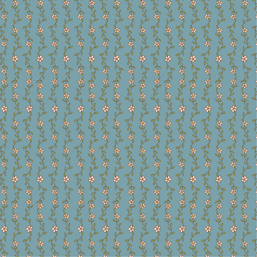 Enchante' Fabric by Jina Barney for Poppie Cotton | Mon Ami Bleu EC271302 | Sold by the 1/2 Yard | PREORDER!