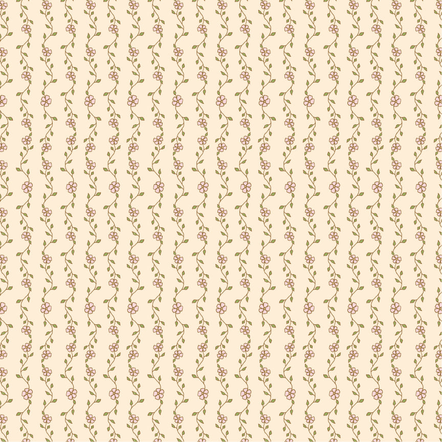 Enchante' Fabric by Jina Barney for Poppie Cotton | Mon Ami Creme EC271301 | Sold by the 1/2 Yard | PREORDER!
