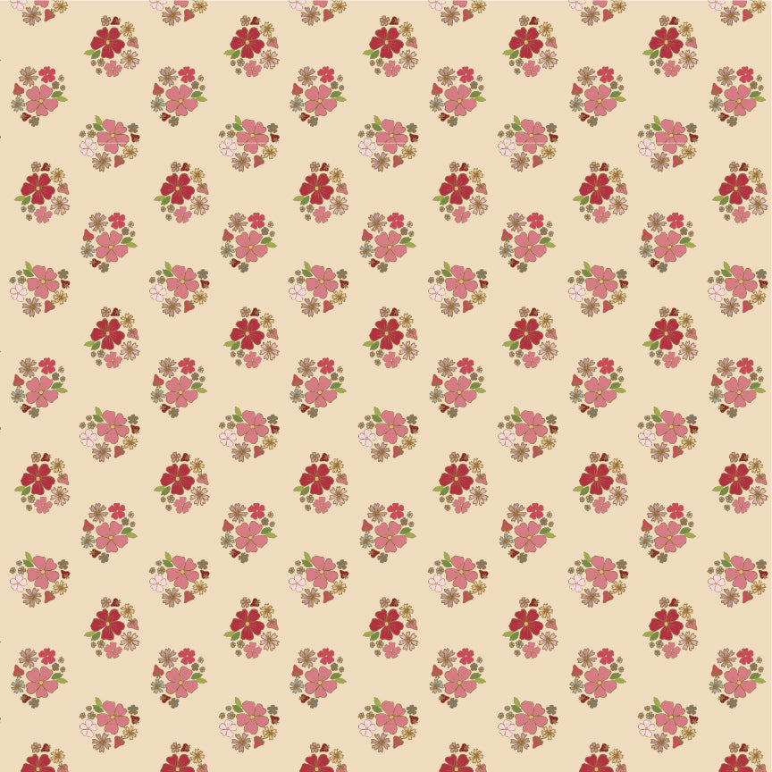 Enchante' Fabric by Jina Barney for Poppie Cotton | Oui Oui Creme EC271304 | Sold by the 1/2 Yard | PREORDER!