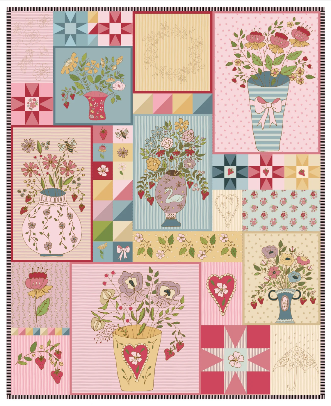Enchante' Quilt Panel by Jina Barney for Poppie Cotton | EC271316 | PREORDER!