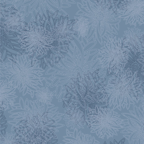 Floral Elements Fabric, Blue Jay, FE557, Sold by the 1/2 yard, Preorder - Good Vibes Quilt Shop
