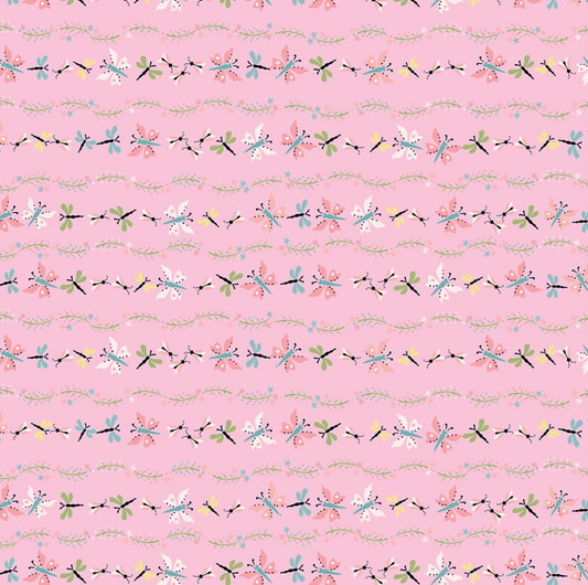 Finding Wonder Fabric, Butterflies and Bugs, Pink, FW24208, sold by the 1/2 yard - Good Vibes Quilt Shop