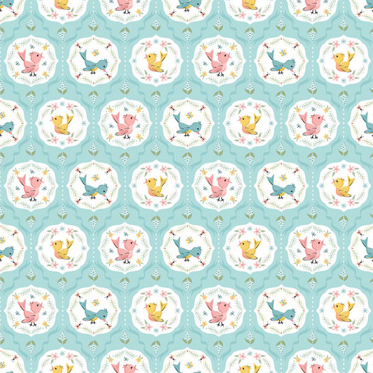 Finding Wonder Fabric, Tweeting Blue, FW24209, sold by the 1/2 yard