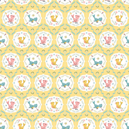 Finding Wonder Fabric, Tweeting, Yellow, FW24210, sold by the 1/2 yard, *PREORDER