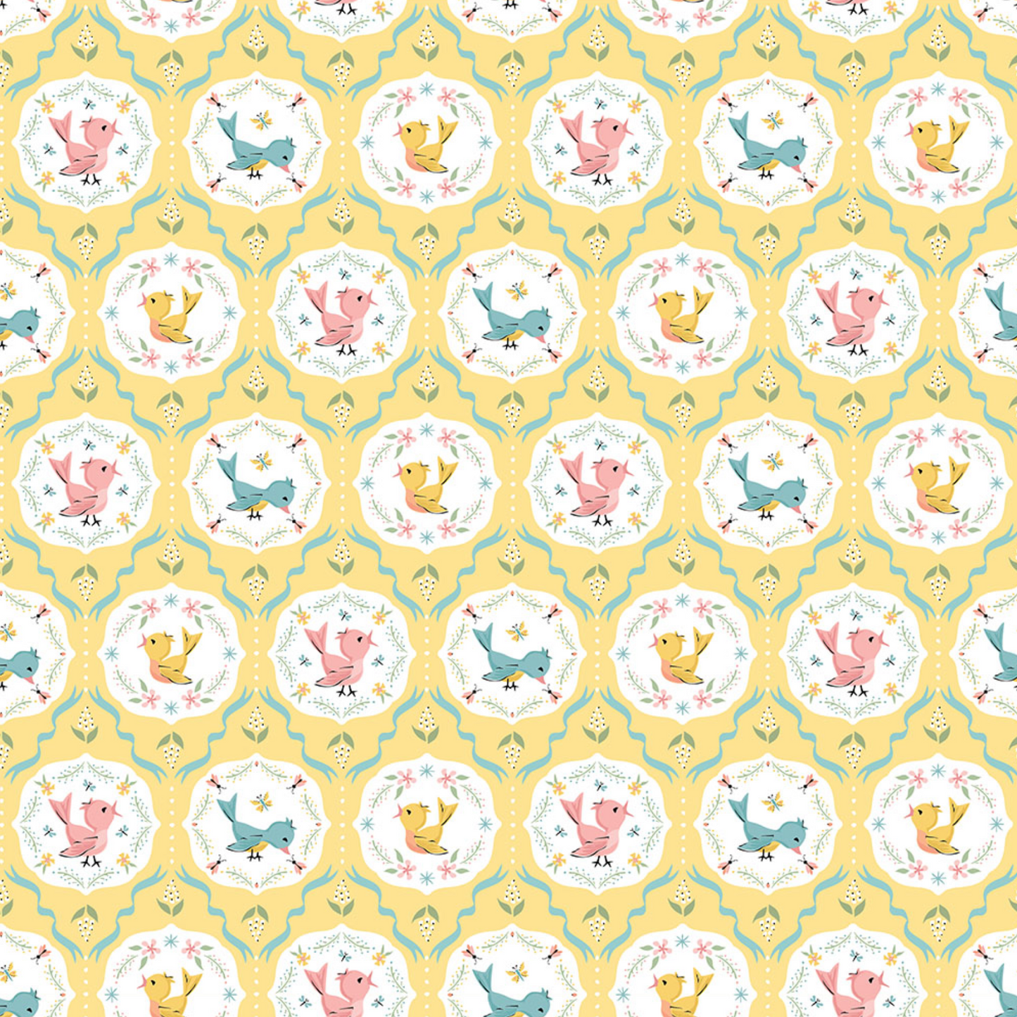 Finding Wonder Fabric, Tweeting, Yellow, FW24210, sold by the 1/2 yard - Good Vibes Quilt Shop