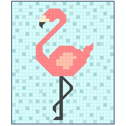 Flamingo Sister, a Tensisters Easy Piecing Grid FREE Pattern