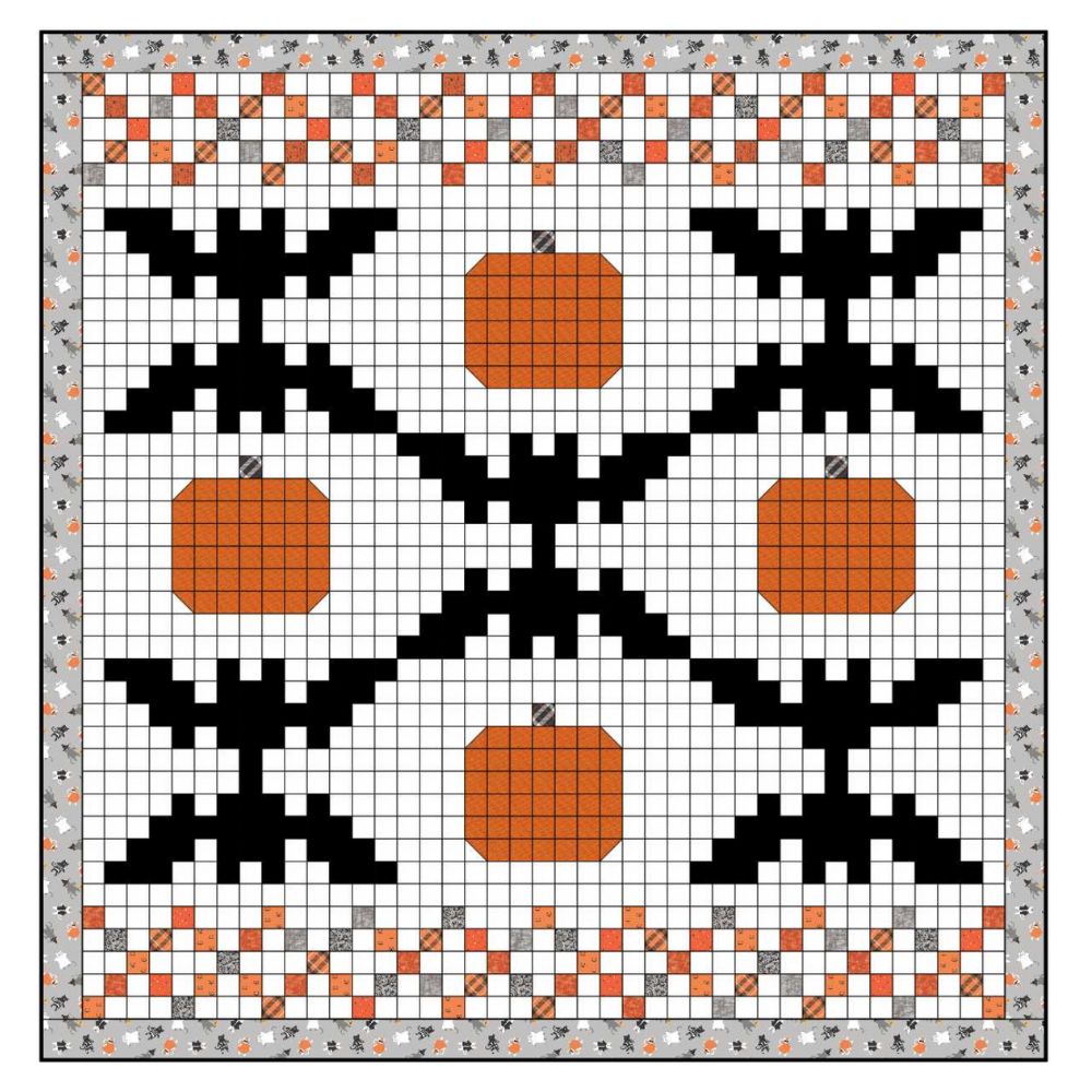 Frighty Night Fun, a Tensisters Easy Piecing Grid FREE Pattern