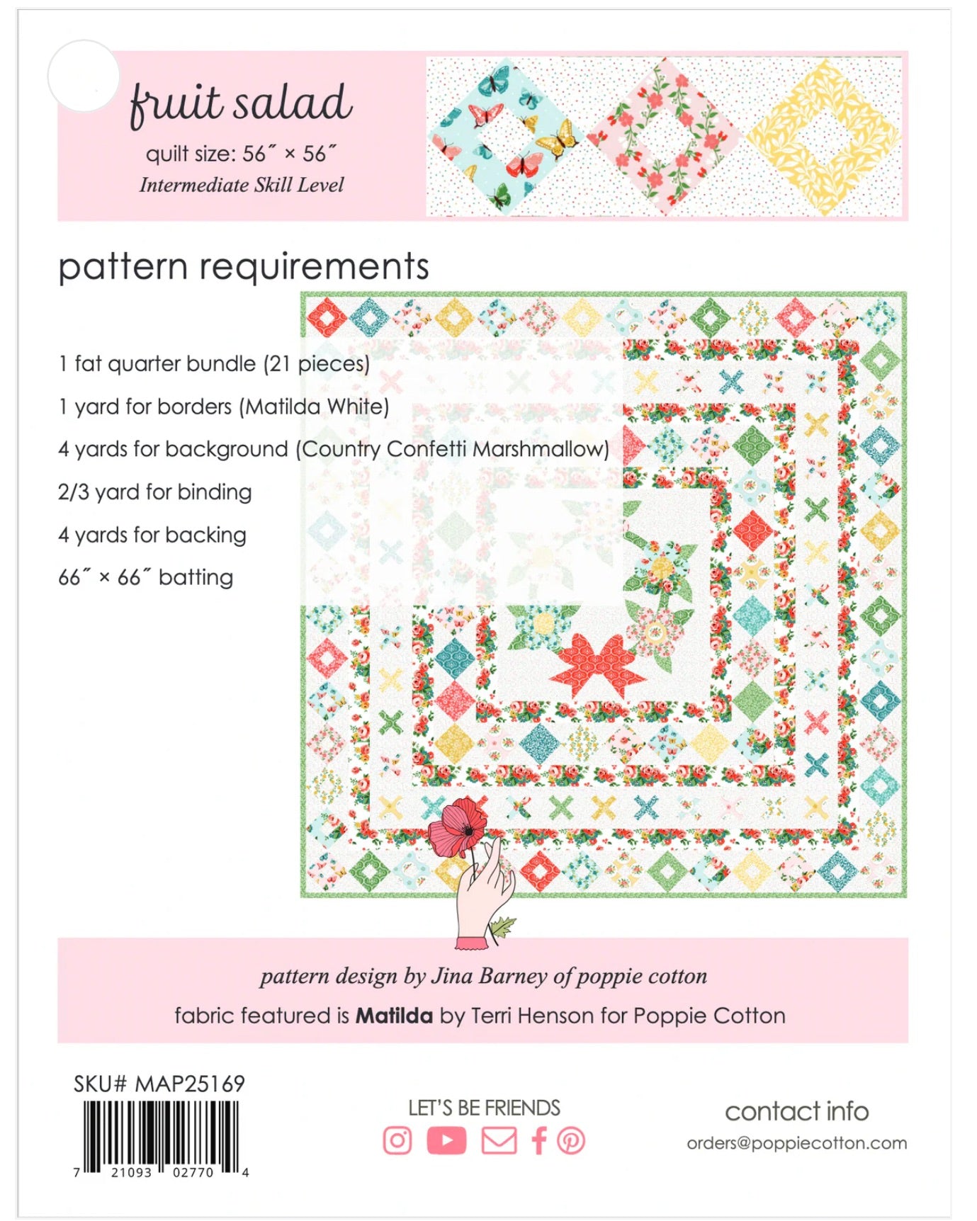 Fruit Salad KIT for Matilda Fabric by Poppie Cotton, KIT for Quilt Top, PREORDER - Good Vibes Quilt Shop