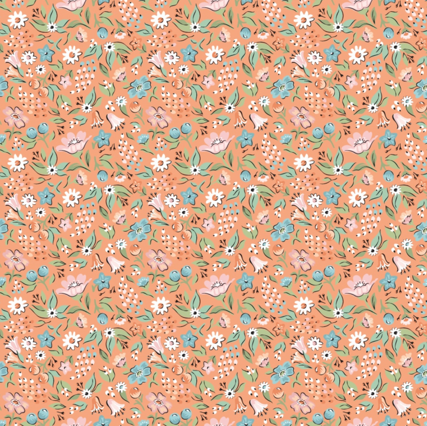 Garden Party, Freshly Picked Orange, GP23319, sold by the 1/2 yard