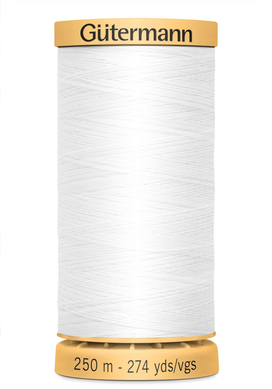 Gütermann Cotton Thread, 50 250m/273yds White, 251M-1006