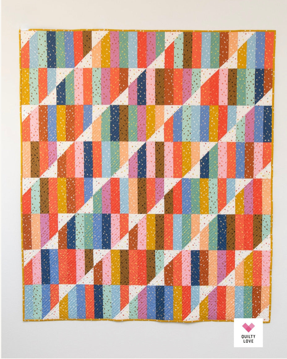 HAPPY STRIPES Quilty Love Pattern Stash Buster Quilt by Emily Dennis #144