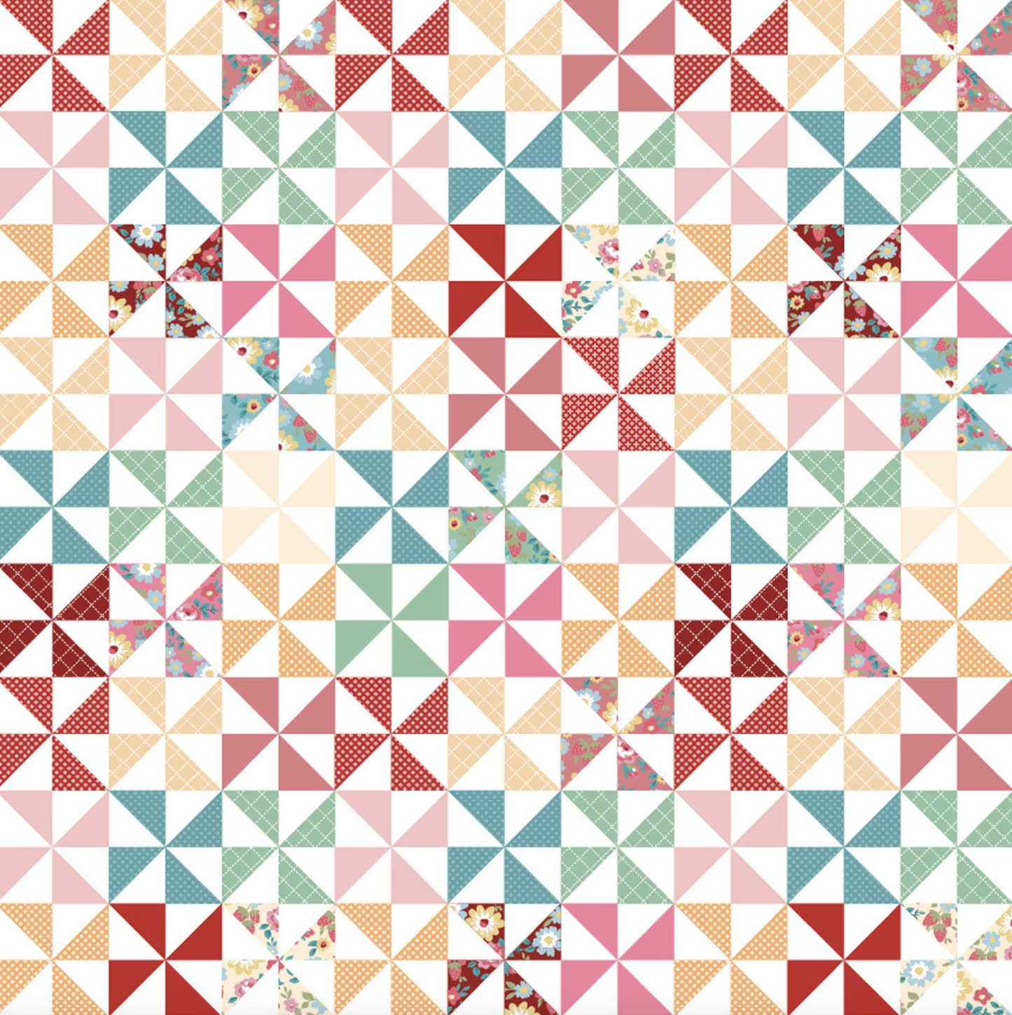 Hopscotch and Freckles, HF21906, Pinwheels, White, sold by the 1/2 yard