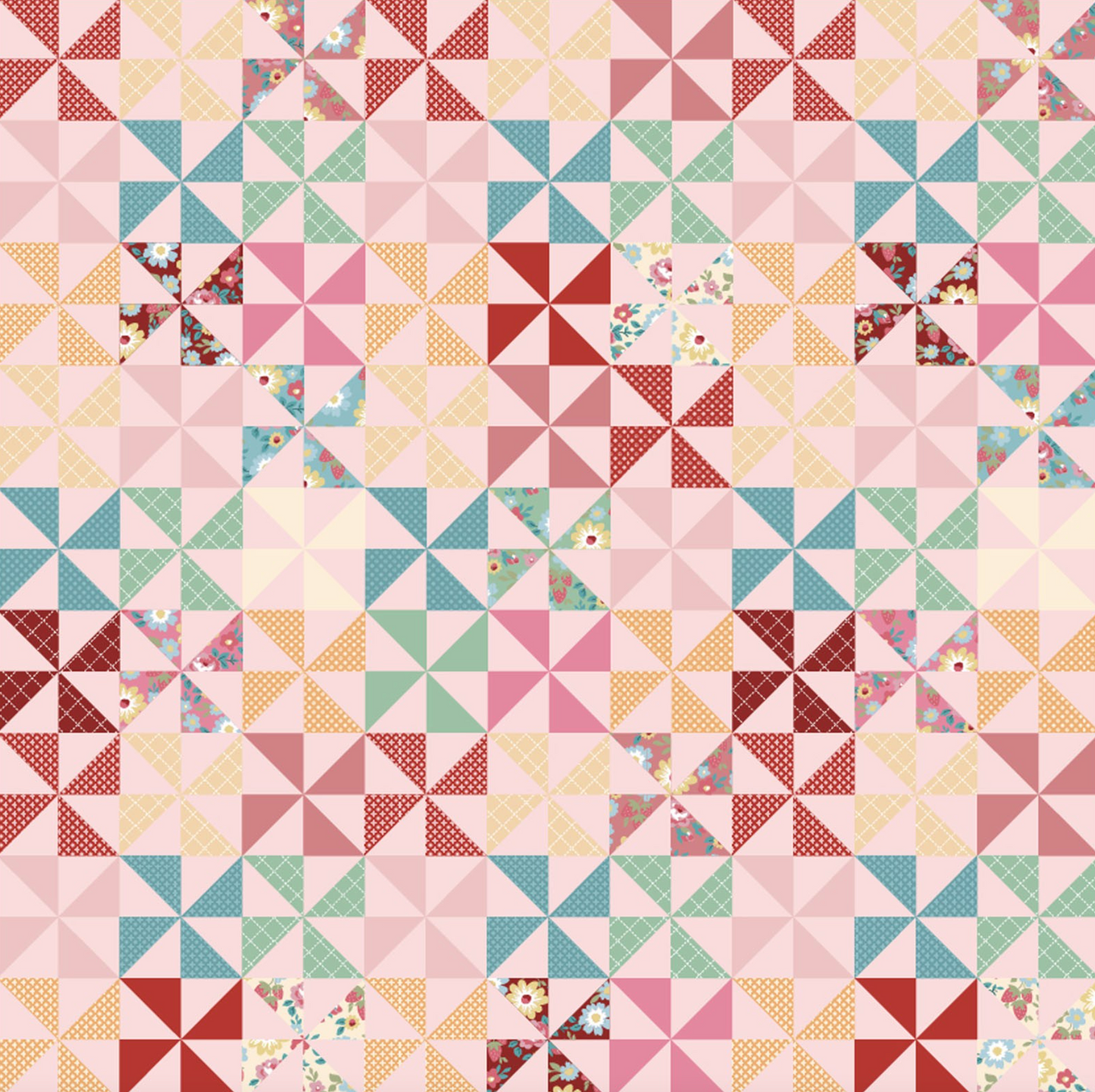 Hopscotch and Freckles, HF21907, Pinwheels, Pink, sold by the 1/2 yard