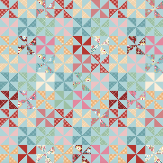 Hopscotch and Freckles, HF21908, Pinwheels, Teal, sold by the 1/2 yard