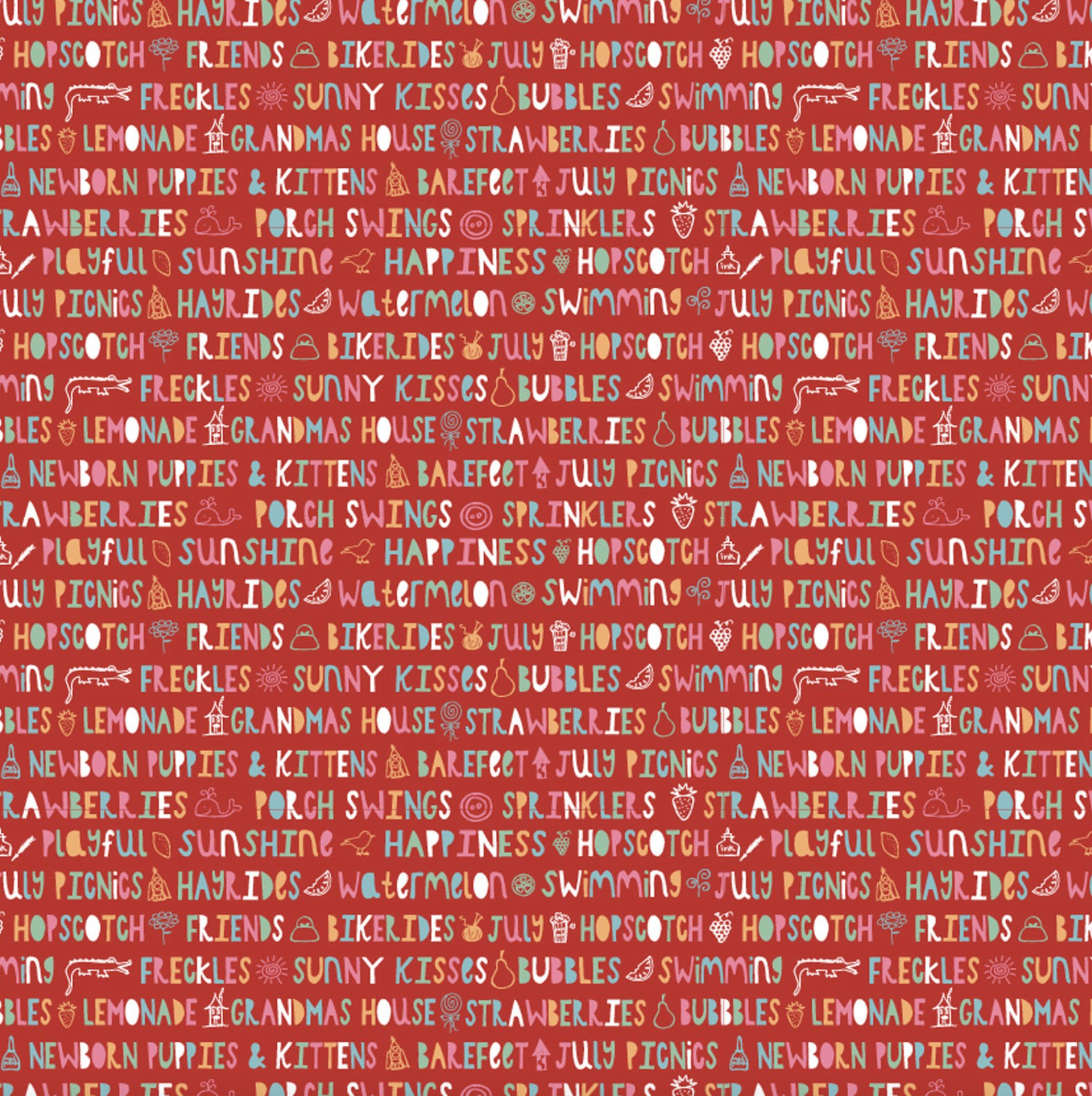 Hopscotch and Freckles, HF21910, Sunny Kisses, Red, sold by the 1/2 yard - Good Vibes Quilt Shop