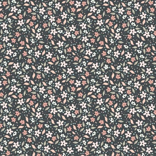House and Home, HH22161 Cicely Black, sold by the 1/2 yard