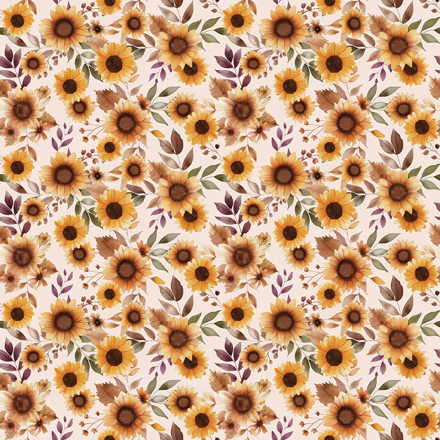 Harvest on the Prairie, Sunflowers C18280-Latte, Sold by the 1/2 Yard, PREORDER - Good Vibes Quilt Shop