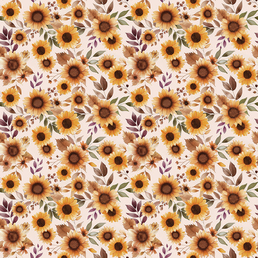 Harvest on the Prairie, Sunflowers C18280-Latte, Sold by the 1/2 Yard, PREORDER - Good Vibes Quilt Shop