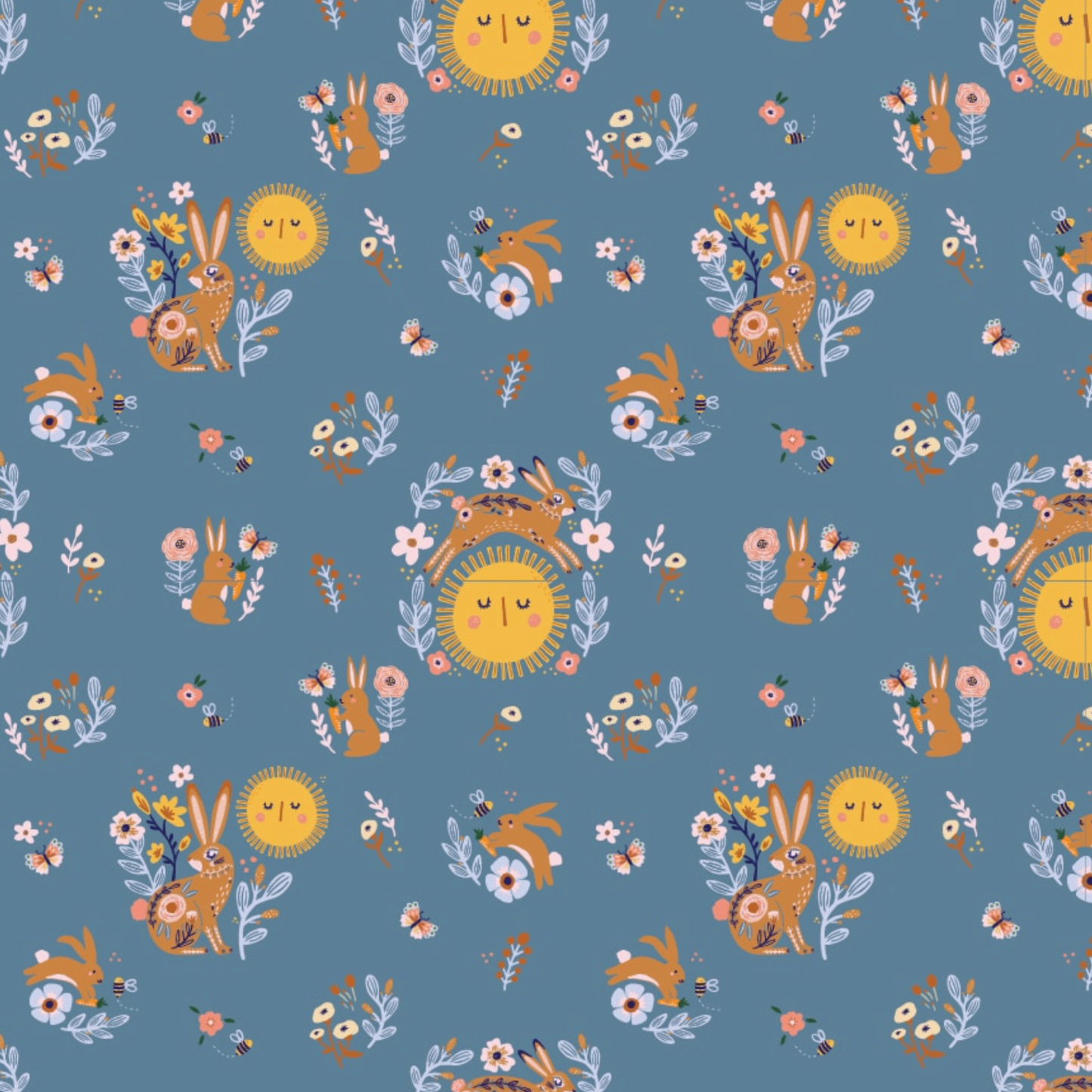 Hide and Seek Sunny Bunnies Blue HS23413, sold by the 1/2 yard