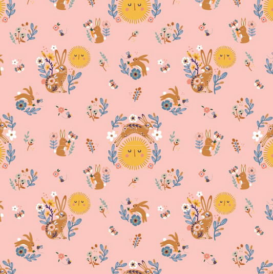 Hide and Seek Sunny Bunnies Pink HS23412, sold by the 1/2 yard