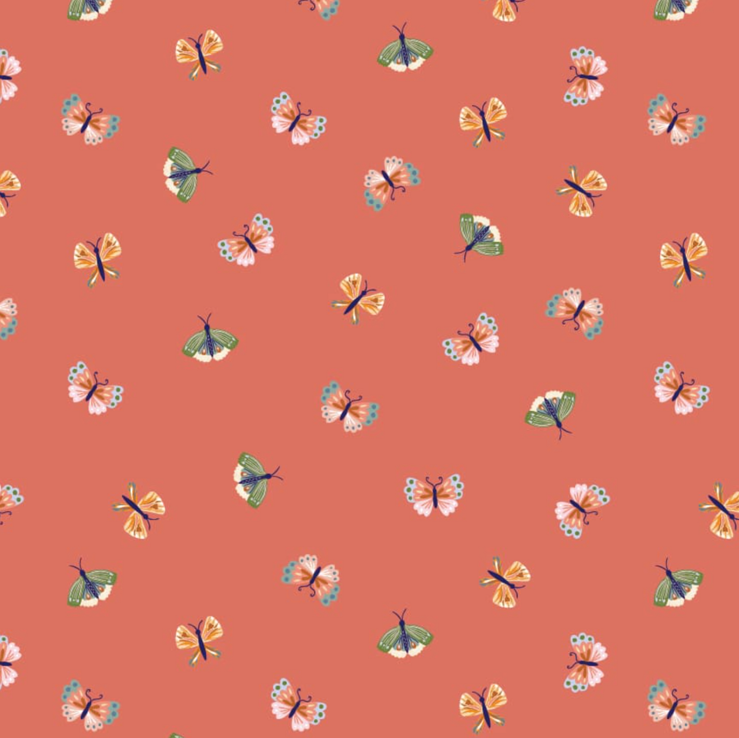 Hide and Seek Butterflies Coral HS23403, sold by the 1/2 yard