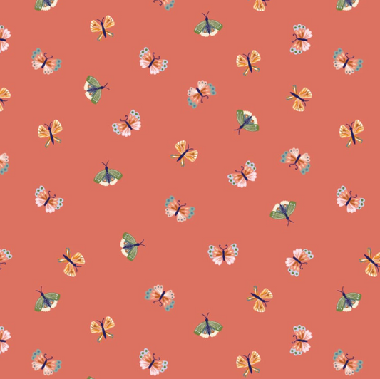 Hide and Seek Butterflies Coral HS23403, sold by the 1/2 yard - Good Vibes Quilt Shop