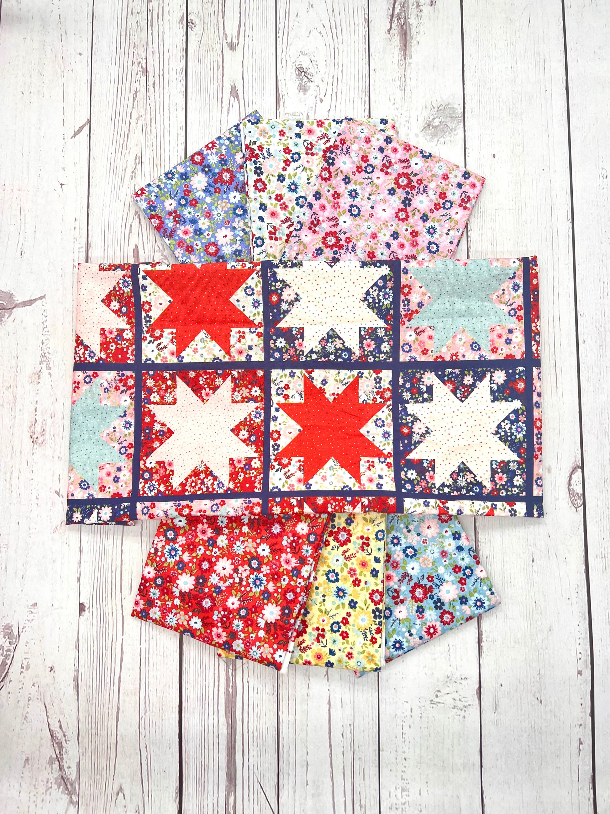 Hip Hip Hooray Liberty, Poppie Cotton, Fat Quarter Bundle, 7 pieces including panel, HH25110 - Good Vibes Quilt Shop