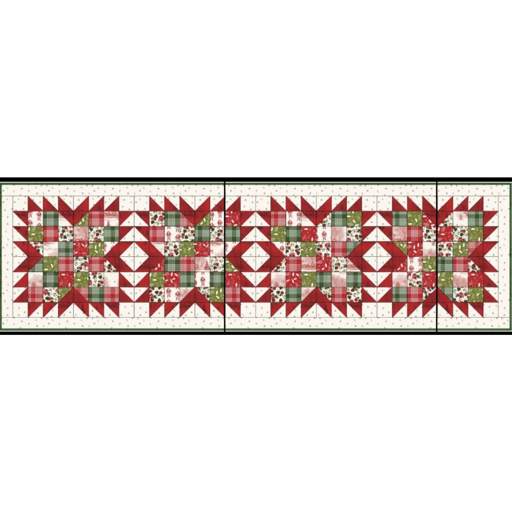 Holiday Bloom Table Runner, a Tensisters Easy Piecing Grid FREE Pattern