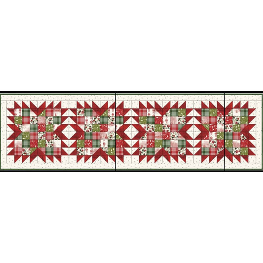 Holiday Bloom Table Runner, a Tensisters Easy Piecing Grid FREE Pattern